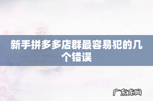 新手拼多多店群最容易犯的几个错误