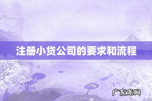 注册小贷公司的要求和流程