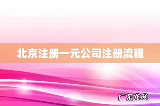 北京注册一元公司注册流程