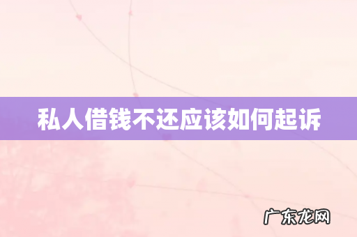 私人借钱不还应该如何起诉