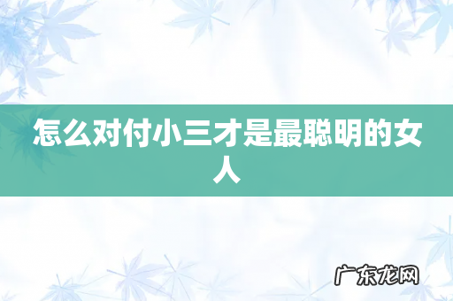 怎么对付小三才是最聪明的女人
