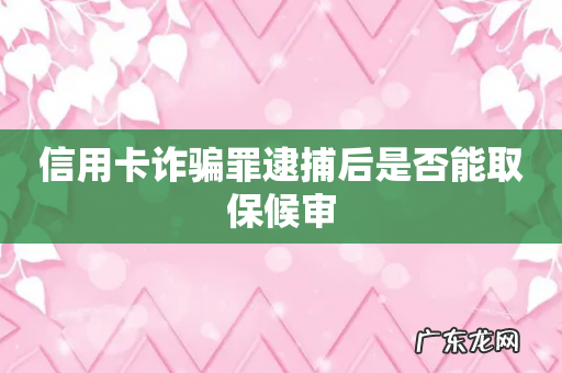 信用卡诈骗罪逮捕后是否能取保候审