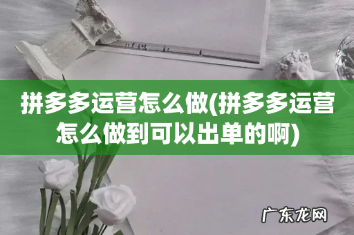 拼多多运营怎么做到可以出单的啊 拼多多运营怎么做