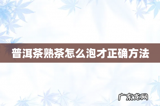 普洱茶熟茶怎么泡才正确方法