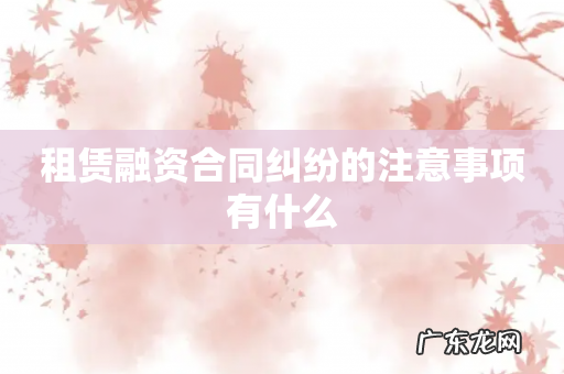 租赁融资合同纠纷的注意事项有什么