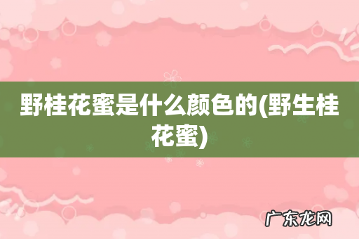 野生桂花蜜 野桂花蜜是什么颜色的