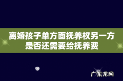 离婚孩子单方面抚养权另一方是否还需要给抚养费