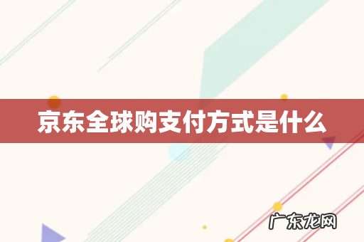 京东全球购支付方式是什么
