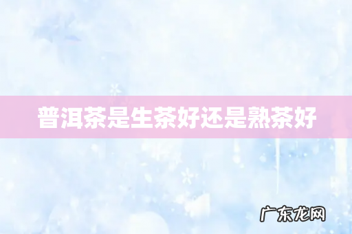 普洱茶是生茶好还是熟茶好