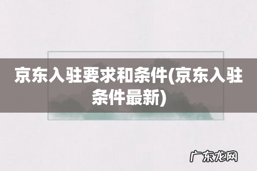 京东入驻条件最新 京东入驻要求和条件