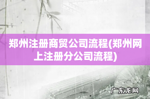 郑州网上注册分公司流程 郑州注册商贸公司流程