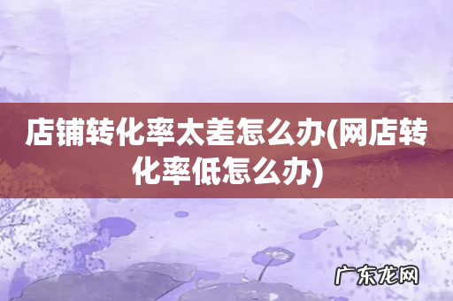 网店转化率低怎么办 店铺转化率太差怎么办