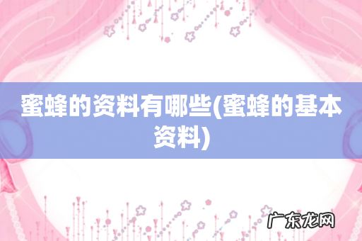 蜜蜂的基本资料 蜜蜂的资料有哪些