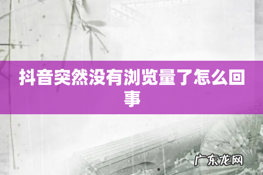 抖音突然没有浏览量了怎么回事