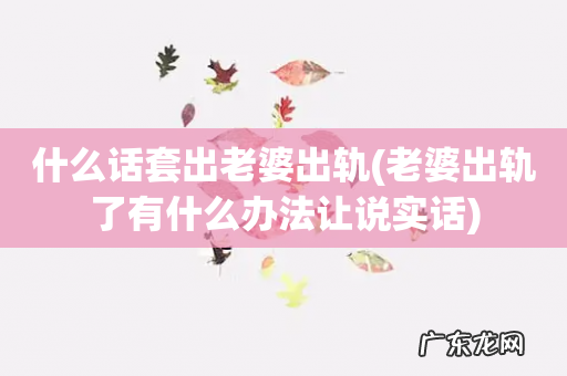 老婆出轨了有什么办法让说实话 什么话套出老婆出轨