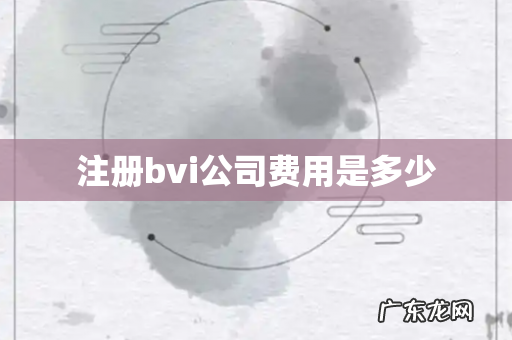 注册bvi公司费用是多少
