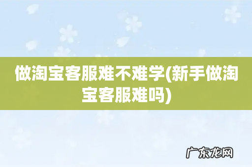 新手做淘宝客服难吗 做淘宝客服难不难学