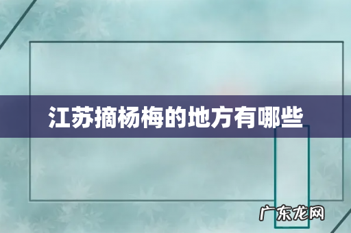 江苏摘杨梅的地方有哪些