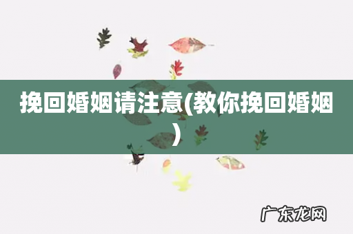 教你挽回婚姻 挽回婚姻请注意