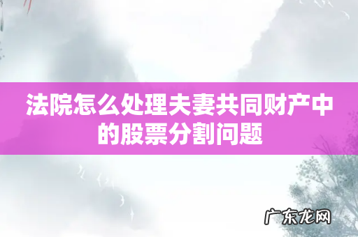 法院怎么处理夫妻共同财产中的股票分割问题