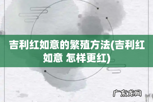 吉利红如意 怎样更红 吉利红如意的繁殖方法