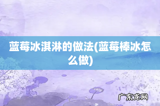 蓝莓棒冰怎么做 蓝莓冰淇淋的做法