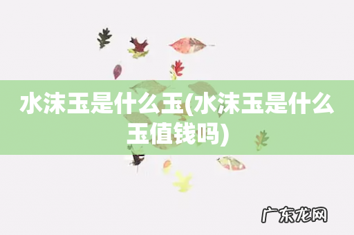 水沫玉是什么玉值钱吗 水沫玉是什么玉