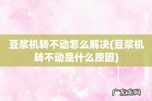 豆浆机转不动是什么原因 豆浆机转不动怎么解决
