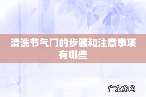 清洗节气门的步骤和注意事项有哪些