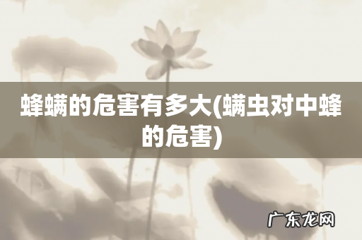 螨虫对中蜂的危害 蜂螨的危害有多大