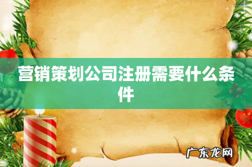 营销策划公司注册需要什么条件