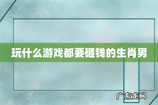 玩什么游戏都要砸钱的生肖男