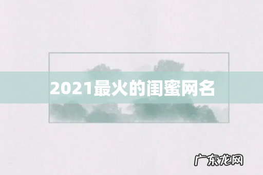 2021最火的闺蜜网名