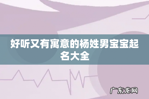 好听又有寓意的杨姓男宝宝起名大全