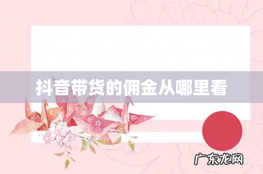 抖音带货的佣金从哪里看