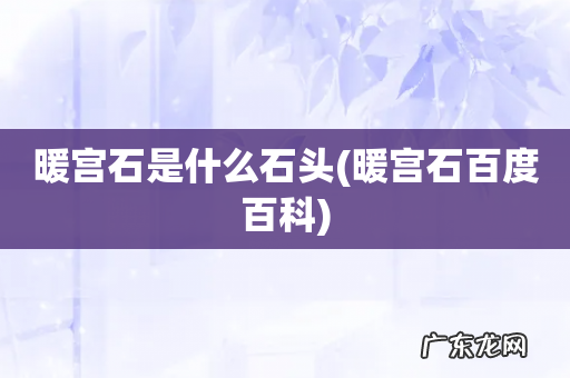 暖宫石百度百科 暖宫石是什么石头