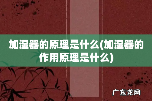 加湿器的作用原理是什么 加湿器的原理是什么