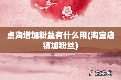 淘宝店铺加粉丝 点淘增加粉丝有什么用