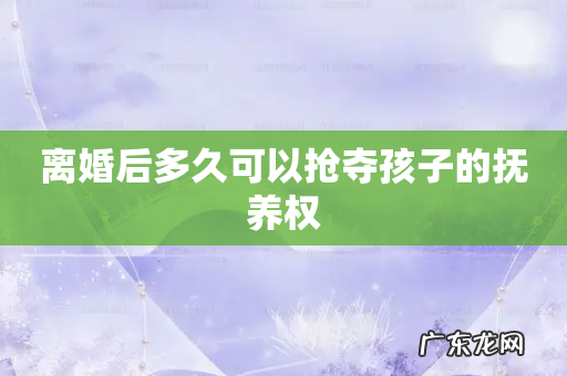 离婚后多久可以抢夺孩子的抚养权