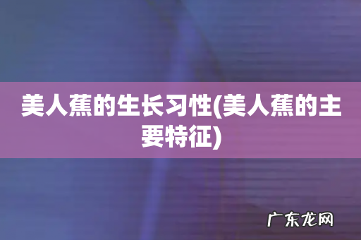 美人蕉的主要特征 美人蕉的生长习性