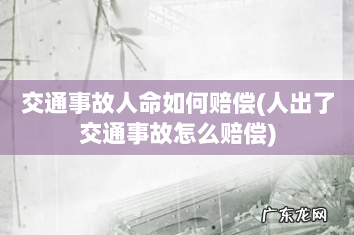 人出了交通事故怎么赔偿 交通事故人命如何赔偿