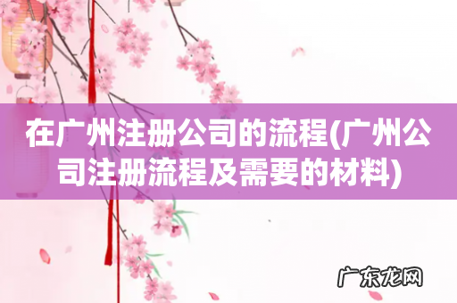 广州公司注册流程及需要的材料 在广州注册公司的流程