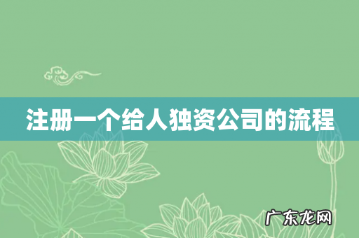 注册一个给人独资公司的流程