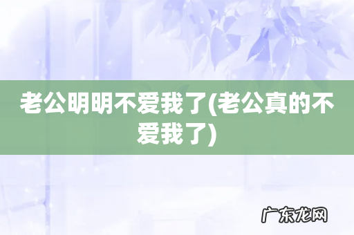 老公真的不爱我了 老公明明不爱我了