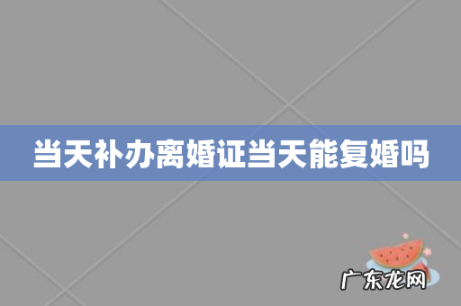 当天补办离婚证当天能复婚吗
