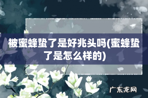 蜜蜂蛰了是怎么样的 被蜜蜂蛰了是好兆头吗