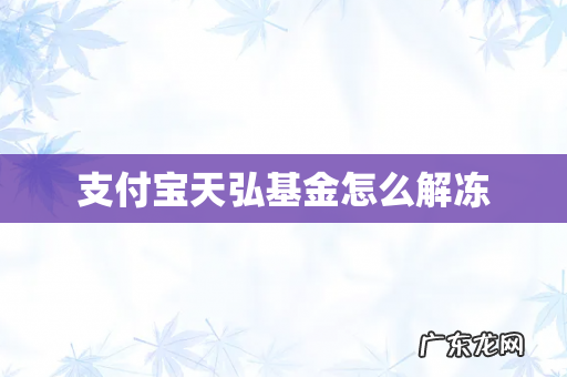 支付宝天弘基金怎么解冻