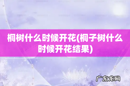 桐子树什么时候开花结果 桐树什么时候开花