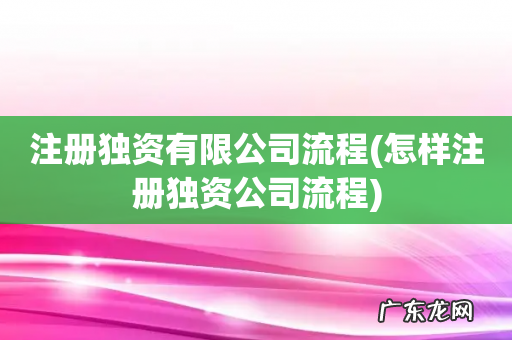 怎样注册独资公司流程 注册独资有限公司流程