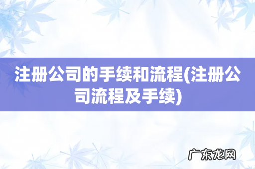 注册公司流程及手续 注册公司的手续和流程
